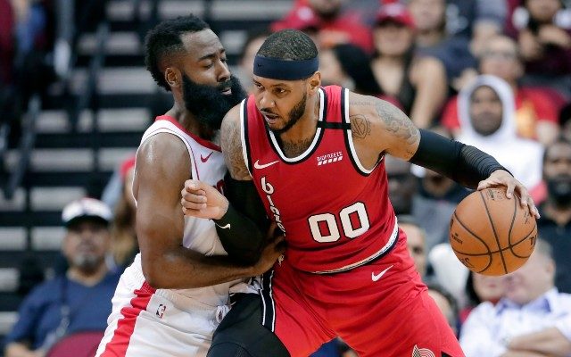 Carmelo victorious in return to Houston, Blazers beat Rockets 117-107