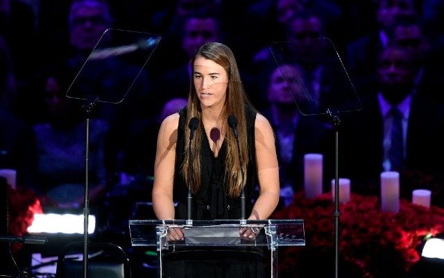 Sabrina Ionescu delivers moving speech at Kobe & Gianna Bryant’s Celebration of Life
